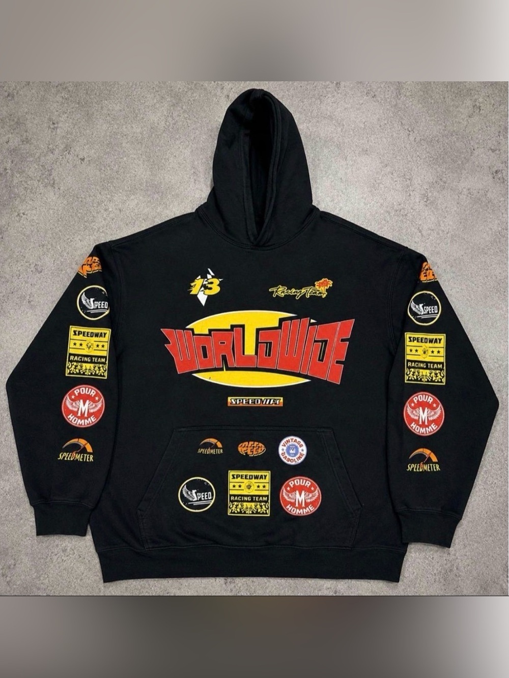 Black Graphic Race Racing NASCAR F1 Vintage Worldwide Cotton Hoodie Worldwide